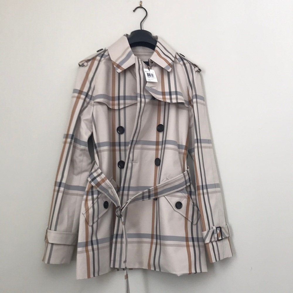 NWT Plaid Coach Trench Coat